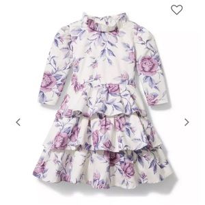 ISO janie and Jack floral tiered satin dress
